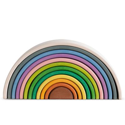 AVDAR 12Pcs Wooden Rainbow Stacker Toy, Extra Large Wooden Rainbow Stacking Toy, Montessori Nesting Puzzle for Kids