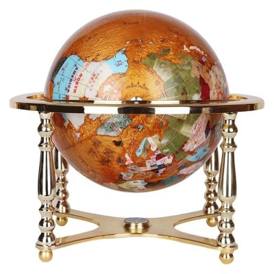 NTIYOU Geographic Globes Newest World Globe 720 Rotating Educational Globe with Four Gold Stands and Compass 33cm/12.9in Diameter Globe Globe for Decor Studio