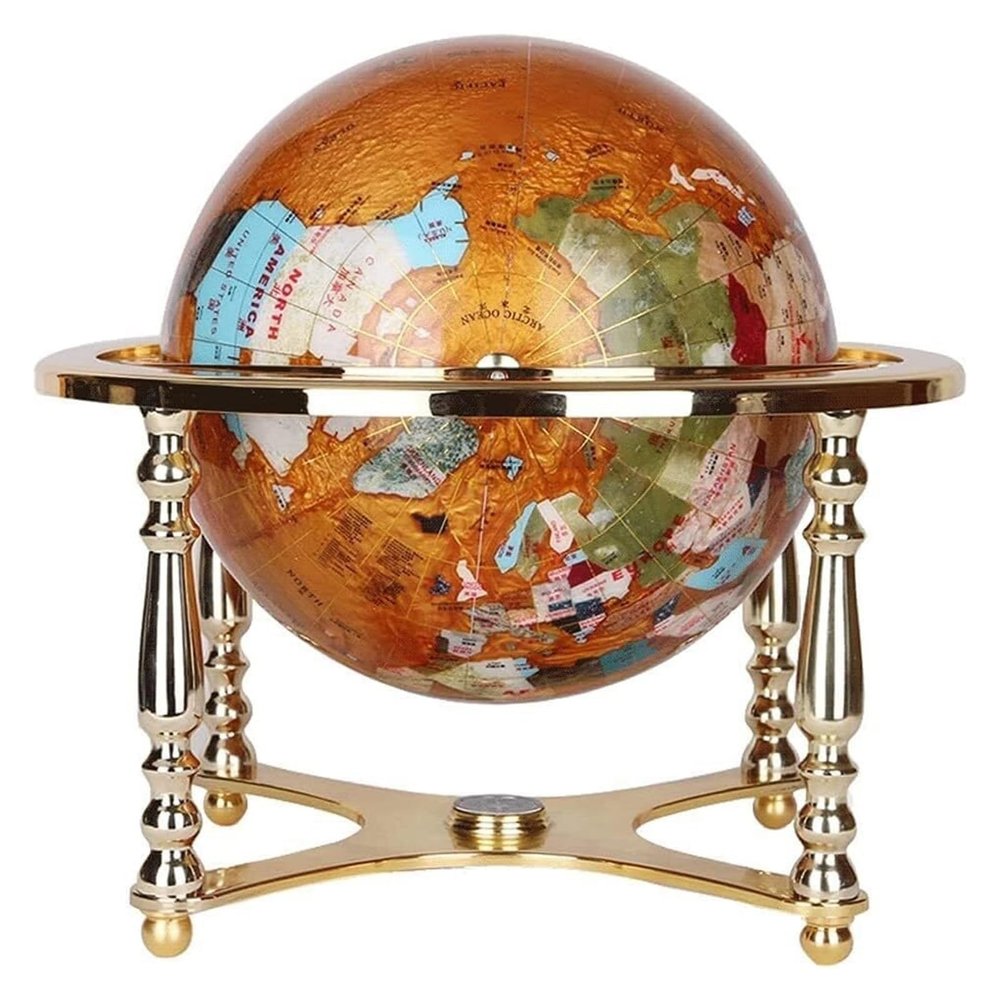 NTIYOU Geographic Globes Newest World Globe 720 Rotating Educational Globe with Four Gold Stands and Compass 33cm/12.9in Diameter Globe Globe for Decor Studio