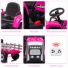 12V Kids Ride On Track,Battery Powered Electric Tractor with Trailer,Treaded Tires with Dual 25W Motors/RC,7-LED Lights,MP3 Audio-Rose Red view 4