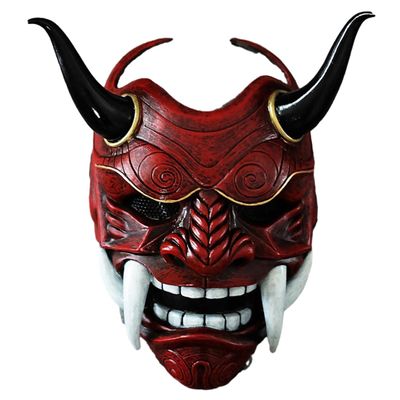 RIDID Samurai Mask, Full Face Fangs Hannya Ghost Warrior Mask Halloween Party Cosplay Costume Painted Prop Masks