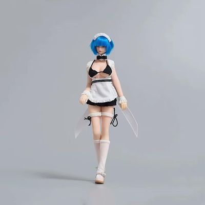 1/12 Scale Female Clothes,Female Short Skirt Apron Headdress Underwear Socks Shoes Maid Clothes for 6inch Action Figure Body (White)