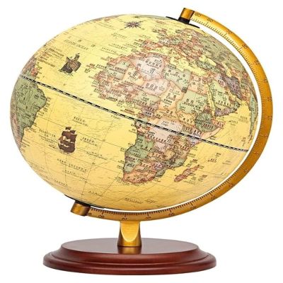 NTIYOU Geographic Globes Classic Retro World Earth Desktop Basic Rotating Geographical Earthwood Base Lighting World Gelast 12.5" Globe for Decor Studio (Color : 32cm)