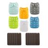 ALVABABY 6 Pack Baby Cloth Diapers with 12 pcs 5-Layer Rayon Charcoal Bamboo Inserts and 2pcs Wet Dry Bags view 2