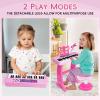 Amy&Benton Birthday Gift for 3 4 5 6 7 Year Old Girls Piano Toy with Stood for Girls 3-5 Pink Music Keyboard Toy 37 Keys with Chair view 2