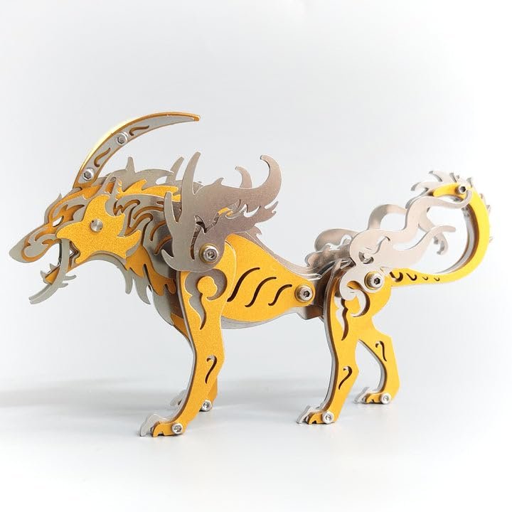Metalkitor 3D Metal Puzzles for Adults, Siberian Plains Wolf Model Kit- Steampunk DIY Ornament - Assembly Jigsaw Crafts Brain Teaser - Perfect Desk Decor and Gift Choice(100+PCS, Style B)