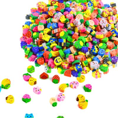 400PCS Mini Fun Erasers for Kids Bulk,Cute Assorted Novelty Pencil Erasers Desk Pets for Kids Party Favors School Student Prizes Gift (400Fruit&Animal)