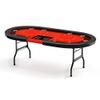 Premium 10 Player Foldable Poker Table with Cup Holders, 84" Portable Texas Holdem Poker Table with Chip Tray, Folding Casino Leisure Card Board Game Table with Padded Rails, Stylish Red Design view 1