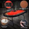 Premium 10 Player Foldable Poker Table with Cup Holders, 84" Portable Texas Holdem Poker Table with Chip Tray, Folding Casino Leisure Card Board Game Table with Padded Rails, Stylish Red Design view 4