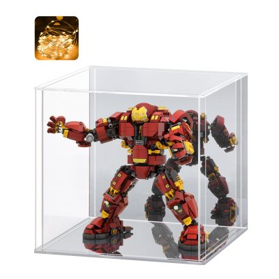 LASOA Acrylic Display Case for Collectibles  Clear Display Box with Mirrored Back and Base, Self-Assembly Small Showcase for Figurines, Models, and Memorabilia, 4.7x4.7x4.7inch
