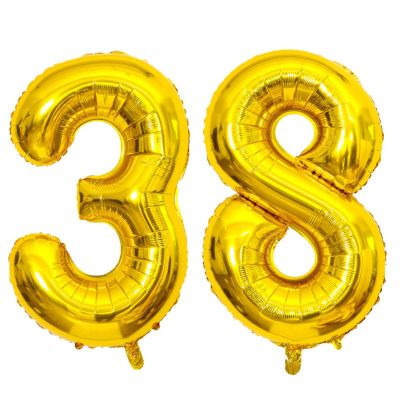 Giant Gold Number 38 Balloons, 40 Inch Jumbo Number 38, Large Foil Mylar Balloons for Girls Women 38th Birthday Party Decorations, 38 Anniversary Events Decorations