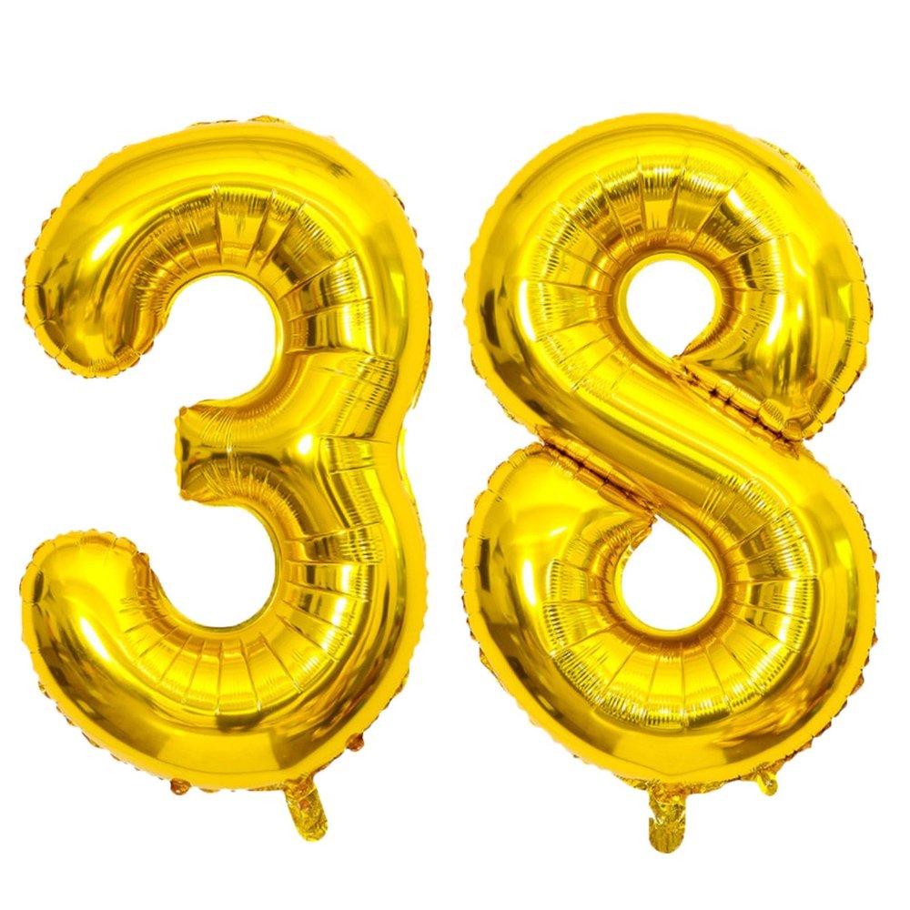Giant Gold Number 38 Balloons, 40 Inch Jumbo Number 38, Large Foil Mylar Balloons for Girls Women 38th Birthday Party Decorations, 38 Anniversary Events Decorations