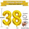 Giant Gold Number 38 Balloons, 40 Inch Jumbo Number 38, Large Foil Mylar Balloons for Girls Women 38th Birthday Party Decorations, 38 Anniversary Events Decorations view 2