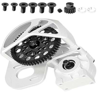 RCHuiWow RC Aluminum Transmission Gearbox Upgrades Part for 1/10 Axia1 SCX10, SCX10 II 90046 90047 Wraith,AX10 RC Crawler car,Alloy Center Transmission Gearbox,Silver