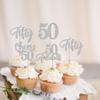 Rsstarxi 24 Pack 50th Birthday Cupcake Toppers Glitter Hello Cheers to 50 Cupcake Topper 50 Fabulous Fifty Cupcake Picks for Happy 50th Birthday Wedding Anniversary Party Cake Decorations Silver view 3