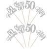 Rsstarxi 24 Pack 50th Birthday Cupcake Toppers Glitter Hello Cheers to 50 Cupcake Topper 50 Fabulous Fifty Cupcake Picks for Happy 50th Birthday Wedding Anniversary Party Cake Decorations Silver view 4