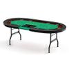 Premium 10 Player Foldable Poker Table with Cup Holders, 84" Portable Texas Holdem Poker Table with Chip Tray, Folding Casino Leisure Card Board Game Table with Padded Rails, Stylish Green view 1