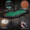 Premium 10 Player Foldable Poker Table with Cup Holders, 84" Portable Texas Holdem Poker Table with Chip Tray, Folding Casino Leisure Card Board Game Table with Padded Rails, Stylish Green view 4