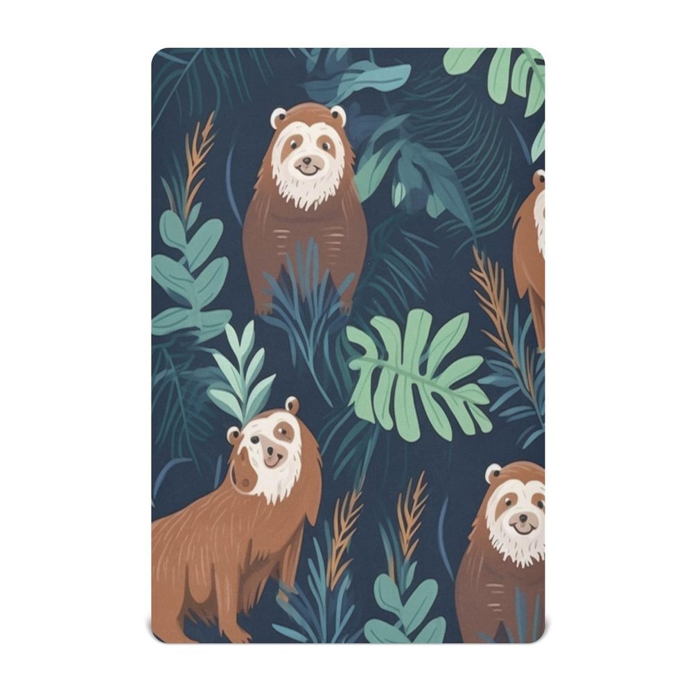 Bulletgxll Sloth and Green Leaves Fitted Crib Sheet - Toddler Bed Sheets for Standard Crib Mattress-Soft Breathable for Baby Boys Girls, 52"X28" X9"
