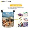 Foruidea Starfish Shells Flip-Flops Hat And Sunglasses Laundry Basket,Laundry Hamper,Collapsible Storage Bin, Oxford Fabric Clothes Baskets,Nursery Hamper For Home,Office,Dorm,Gift Basket view 3