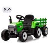 12V Kids Ride On Tractor Battery Powered Electric Tractor with Trailer, EVA Treaded Tires, LED Headlights, Remote Control, 2+1 Gear Shift, MP3, USB (Green) view 1