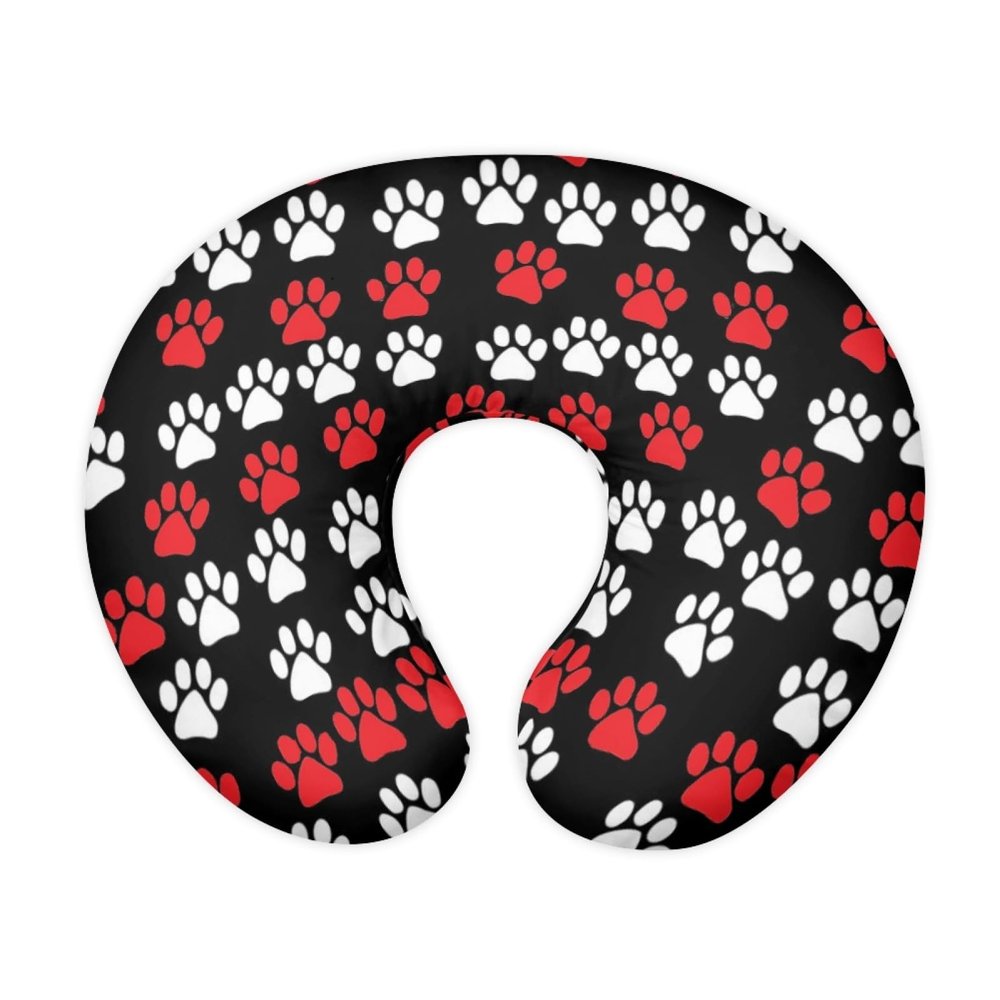 Forchrinse White Red Dog Paw Print Nursing Pillow Cover for Girls Boys Baby Nursing Pillow Slipcover for Puppys Lover