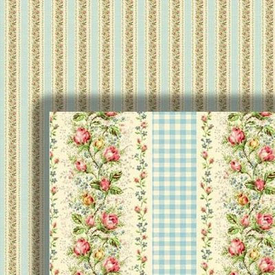 Melody Jane Dolls Houses Dollhouse Wallpaper Regency Stripe Pattern 1/2 inch 1:24 Miniature Print 585