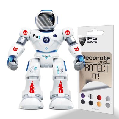 IPG for Ruko 1088 Robot Decoration Set Include Screen Guard and Decoration KIT Set with 8 Units Decals with 2 Units Screen Protector (Gloss Red - Flame & Skull Series)