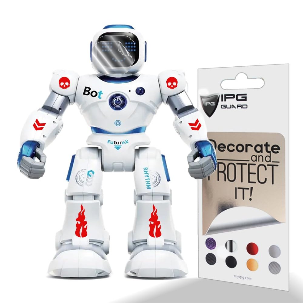 IPG for Ruko 1088 Robot Decoration Set Include Screen Guard and Decoration KIT Set with 8 Units Decals with 2 Units Screen Protector (Gloss Red - Flame & Skull Series)