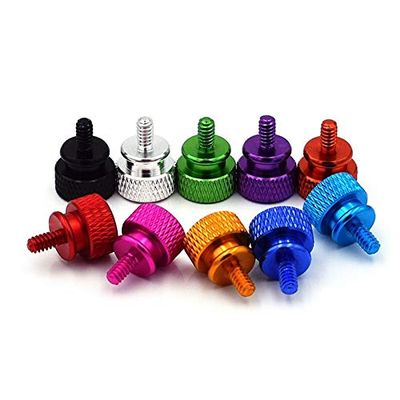 security screwsscrews Knurled screw 5PCS 6#-32 * 6.5/12 Aluminum Alloy Computer Case Side Panel Hard Disk Hand Screw Knurling Thumb Screws Color Nail (Color : Red, Length : 12mm) ( Color : Red , S (