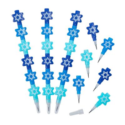 Fun Express Stacking Star of David Pencils - 12 Pc