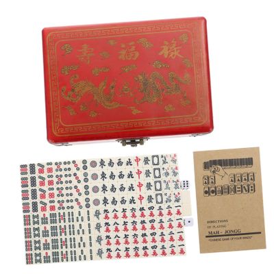 Abaodam 1set Portable Mahjong Game Set Carry Box for Travel Compact Standard Tiles for Home and Entertainment Activities
