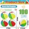 100Pcs Beach Party Napkins, Disposable Pool Napkins, Round Beach Ball Party Decorations for Kids Birthday Hawaiian Summer Pool Party Supplies, 13 x 13 Inches view 2