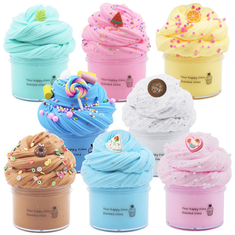 8 Pack Butter Slime Kit for Girls,Party Favors Stretchy and Non-Sticky, Stress Relief Toy for Boys,Soft DIY Slime for Kids