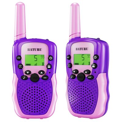 BATURU Walkie Talkies for Kids 2 Pack Purple, Girls Toys Age 6-8 8-10 Birthday Gifts, Indoor Play, Outdoor Camping & Hiking, Toddler Walkie Talkies Age 3-5, Easy to Use, 22 Channels, 3 Miles Range