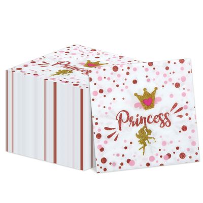 100 Pcs Pink Castle Napkins, Disposable Princess Napkins, Castle Decorations - 13 x 13 Inches