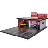cxiiuui 1/64 Scale Parking Garage Scene Model 2 Layers Hot Wheels Display Case Car with LED Light Parking Lot Model for Diecast Cars 11 Parking Spaces Red view 1