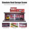 cxiiuui 1/64 Scale Parking Garage Scene Model 2 Layers Hot Wheels Display Case Car with LED Light Parking Lot Model for Diecast Cars 11 Parking Spaces Red view 3