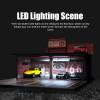 cxiiuui 1/64 Scale Parking Garage Scene Model 2 Layers Hot Wheels Display Case Car with LED Light Parking Lot Model for Diecast Cars 11 Parking Spaces Red view 4