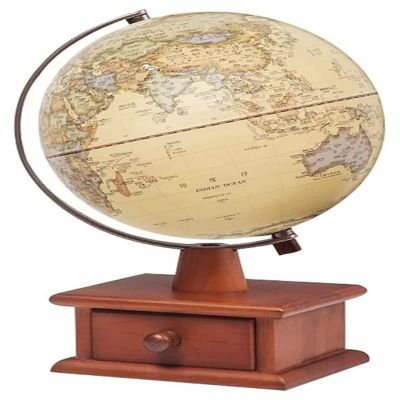 ATMRC World Globe Geographical World Earth Ceremony with A Wooden Rack Children to Light Up The World, Retro World Globally Classroom