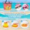Beach Sand Toys for Kids with 2 Collapsible Beach Sand Buckets, Big Size Sand Molds, 2 Mesh Shell Bags, Shovels Toy Set Summer Travel Beach Essentials Sandbox Outdoor Toys for Toddler Ages 3-10 view 3
