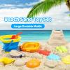 Beach Sand Toys for Kids with 2 Collapsible Beach Sand Buckets, Big Size Sand Molds, 2 Mesh Shell Bags, Shovels Toy Set Summer Travel Beach Essentials Sandbox Outdoor Toys for Toddler Ages 3-10 view 4