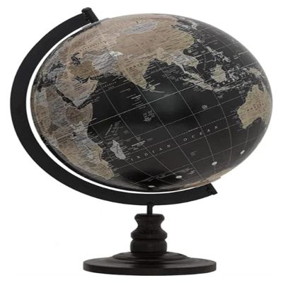 OXOAMP World Globe Classic Newest Retro English Globe Black Ocean Geography Globe Desktop Globe Decoration Handmade World Globe Globe for Decor Bedside (Color : A)