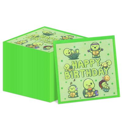 100Pcs Sea Turtle Party Napkins, Disposable Cute Birthday Decorations for Under the Sea Party, Baby Shower Boys Girls Supplies, 13 x 13 Inches