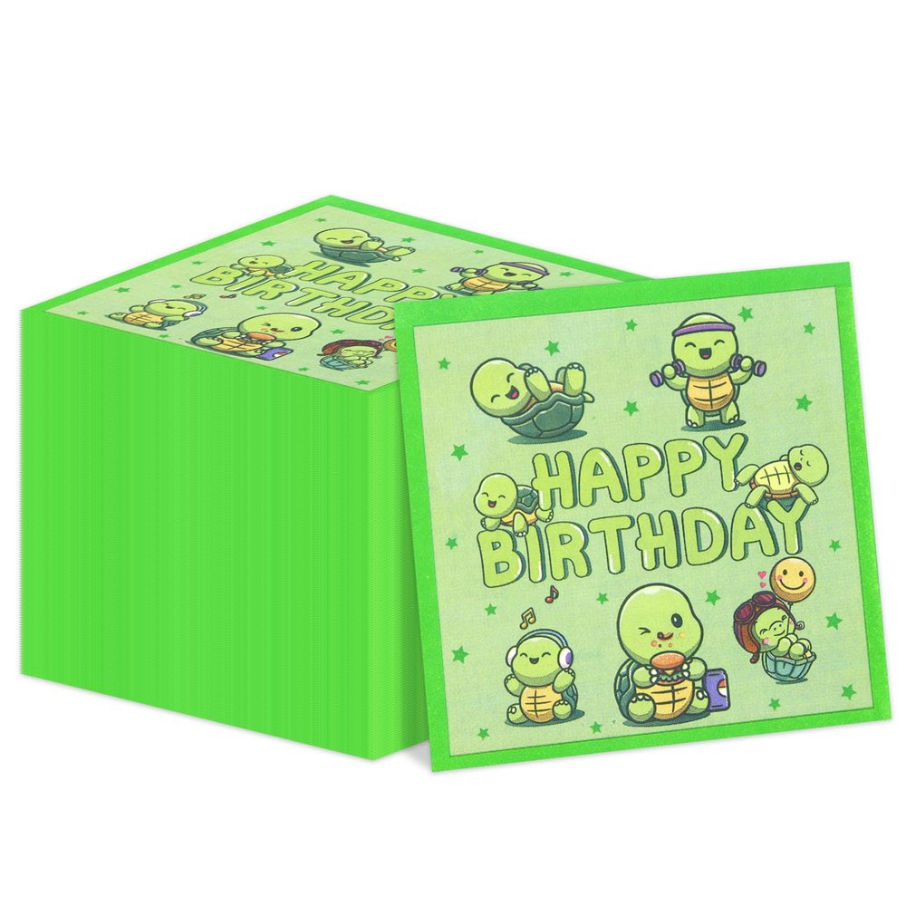 100Pcs Sea Turtle Party Napkins, Disposable Cute Birthday Decorations for Under the Sea Party, Baby Shower Boys Girls Supplies, 13 x 13 Inches