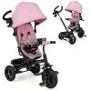 BABY JOY Tricycle, 6 in 1 Trike for Toddler w/Reversible Seat, Adjustable Canopy & Parent Handle, 5-Point Safety Belt, PU Wheels and Storage Basket, Push Tricycle for 9-60 Months (Pink) view 1