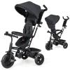 BABY JOY Tricycle, 4 in 1 Toddler Bike w/Removable Canopy, Adjustable Push Handle, Reversible Seat, Safety Belt, Folding Footrest & Storage Basket, Toddler Tricycle for Boys Girls 9-60 Months (Black) view 1
