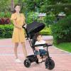 BABY JOY Tricycle, 4 in 1 Toddler Bike w/Removable Canopy, Adjustable Push Handle, Reversible Seat, Safety Belt, Folding Footrest & Storage Basket, Toddler Tricycle for Boys Girls 9-60 Months (Black) view 2
