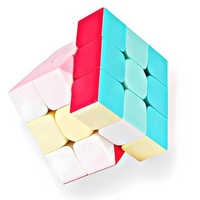 INTEGEAR Full Size 56mm Magic Speed Cube Pastel Colors with Stand Stickerless 3x3 Easy Turning and Smooth Play Durable Puzzle Cube Toy for Kids and Adults