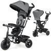 BABY JOY Tricycle, 4 in 1 Toddler Bike w/Removable Canopy, Adjustable Push Handle, Reversible Seat, Safety Belt, Folding Footrest & Storage Basket, Toddler Tricycle for Boys Girls 9-60 Months (Gray) view 1